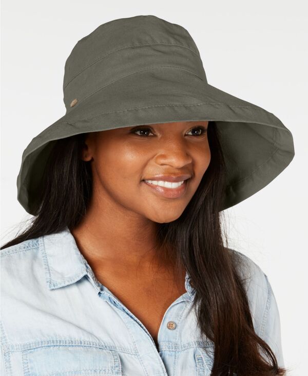 スカラ レディース アクセサリー 帽子 コットン Scala Cotton Big Brim With Inner Drawstring Olive オリーブ