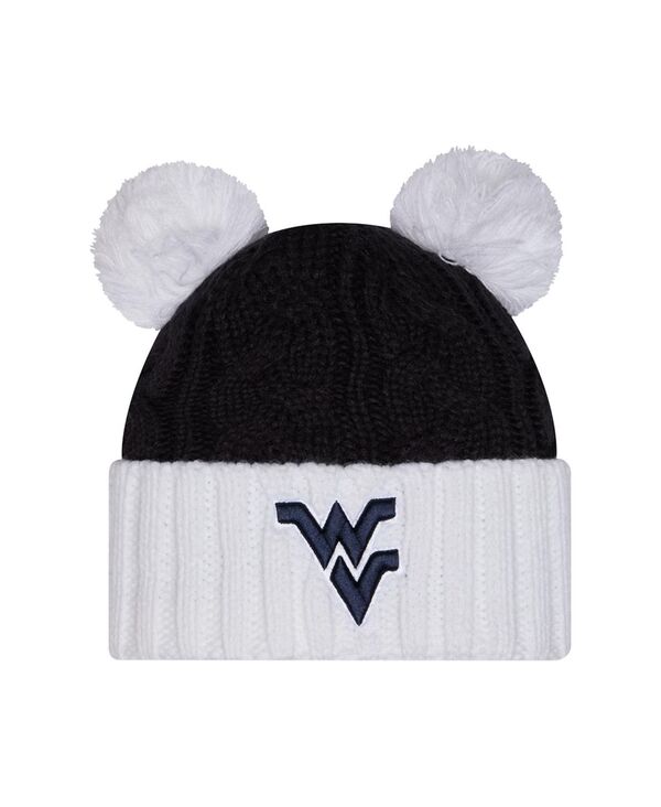 ニューエラ レディース アクセサリー 帽子 ニット New Era Women's Black West Virginia Mountaineers Tonal Cuffed Knit with Double Poms Hat Black ブラック