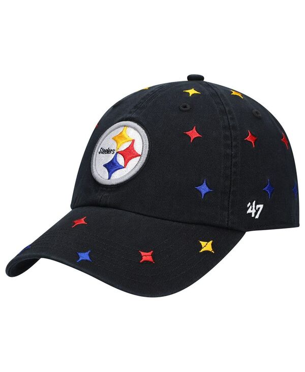 47 ブランド レディース アクセサリー 帽子 Tシャツ '47 Brand Women's '47 Black Pittsburgh Steelers Multi Confetti Clean Up Adjustable Hat Black ブラック|ReVida 店