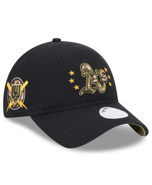 ニューエラ レディース アクセサリー 帽子 New Era Women's Black Oakland Athletics 2024-Armed Forces Day 9TWENTY Adjustable Hat Black ブラック