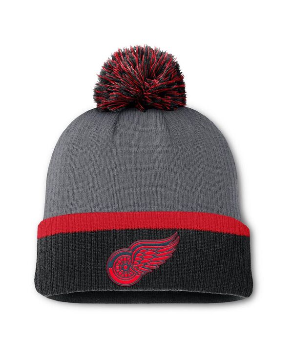 ファナティクス レディース アクセサリー 帽子 ニット Fanatics Women's Charcoal Detroit Red Wings Cuffed Knit Hat with Pom Charcoal チャコール