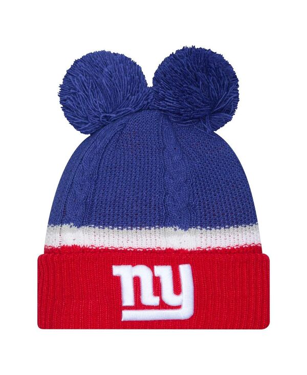 ニューエラ レディース アクセサリー 帽子 ニット New Era Women's Royal New York Giants Double Bubble Cuffed Knit Hat with Poms Royal