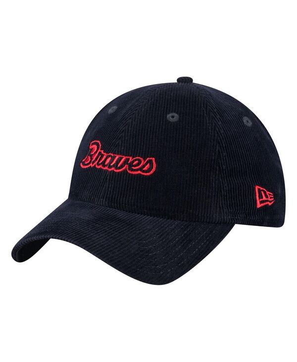 ニューエラ レディース アクセサリー 帽子 コーデュロイ New Era Women's Navy Atlanta Braves Corduroy 9TWENTY Adjustable Hat Navy ネイビー