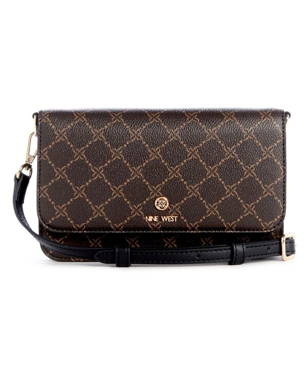 ナインウェスト レディース アクセサリー 財布 Nine West Women's Lockup 9 Phone Crossbody Wallet Brown Black ブラック