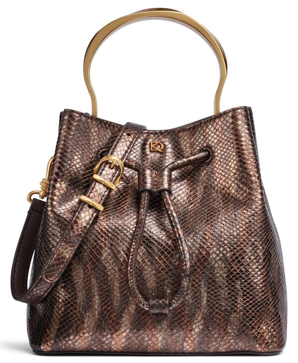 ダナ キャラン ニューヨーク レディース バッグ トール Donna Karanew York Lawrence Metallic Snake Top Handle Bucket Bag Snake Gold ゴールド