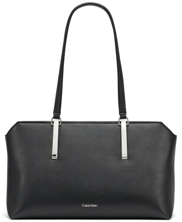 カルバンクライン レディース バッグ Calvin Klein Lori Top Zipper Tote Bag Black Silver ブラック|ReVida 店