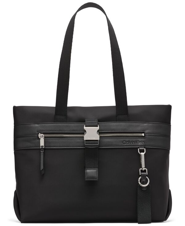 カルバンクライン レディース バッグ ナイロン Calvin Klein Elora Nylon Top Zipper Tote Bag Black Silver ブラック|ReVida 店