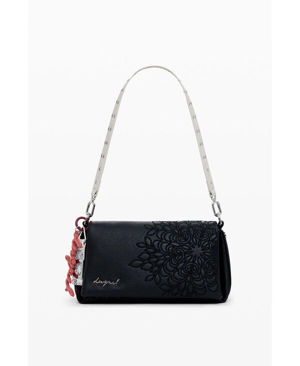 デジグアル レディース バッグ 刺繍 レザー フェイクレザー Desigual Women's Medium faux leather embroidered crossbody bag Black ブラック