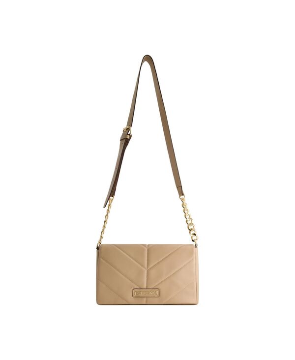 トゥルーレリジョン レディース バッグ キルティング ロゴ True Religion Quilted Logo Plaque Flap Bag Camel キャメル