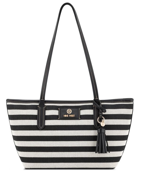 ナインウェスト レディース バッグ Nine West Nori Shopper Zipper Bag Natural/Black ブラック|ReVida 店