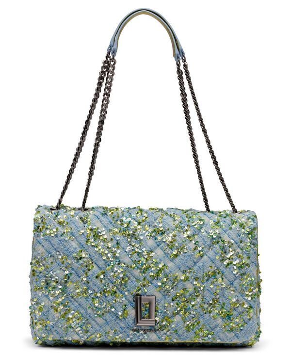 カール ラガーフェルド レディース バッグ KARLAGERFELD PARIS Lafayette Large Shoulder Handbag Blue Aura Sequin ブルー