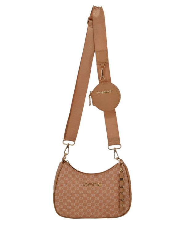 ベベ レディース バッグ Bebe Women's Adela Monogram Small Crossbody Bag Camel キャメル|ReVida 店