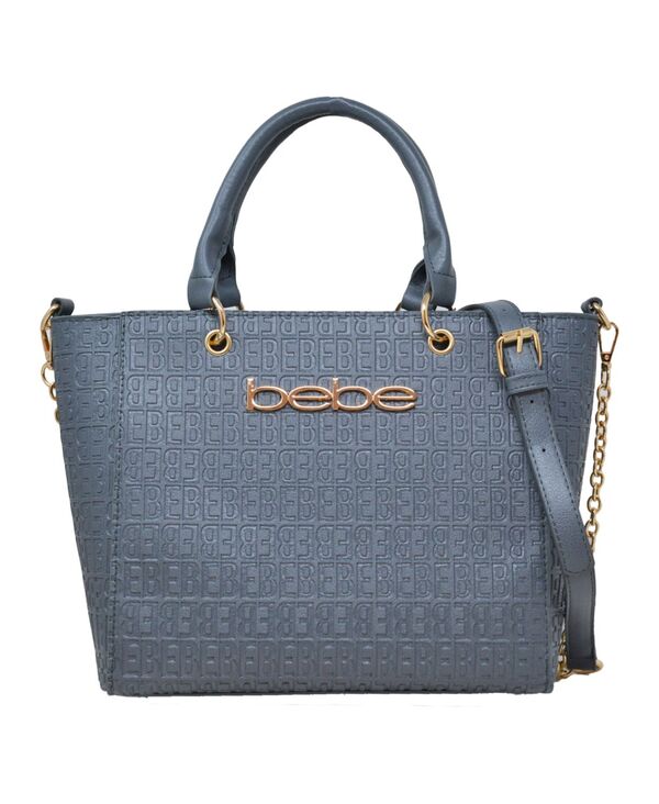 ベベ レディース バッグ ロゴ Bebe Celia Embossed Logo Satchel Bag Storm Grey グレー|ReVida 店