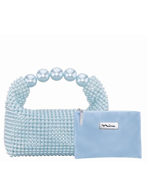 ニナ レディース バッグ Nina Large Beaded Handle Hobo Bag Icy Blue ブルー|ReVida 店