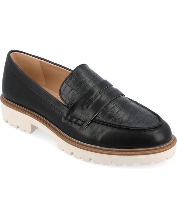 ジュルネ コレクション レディース シューズ パンプス ローファー Journee Collection Women's Kenly Slip On Loafer Black Croco ブラック