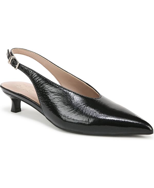 ナチュライザー レディース シューズ パンプス ヒール Naturalizer Women's Nicolette Pointed Toe Kitten Heel Slingback Pumps Black Crinkleather ブラック
