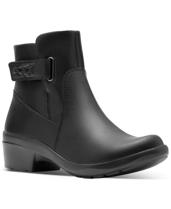 クラークス レディース シューズ ブーツ・レインブーツ Clarks Collection Women's Angie Serena Wedge Booties Black Leather ブラック