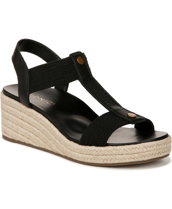 バイオニック レディース シューズ パンプス サンダル Vionic Womens Calera Espadrille Sandals Black leather 黒いこと