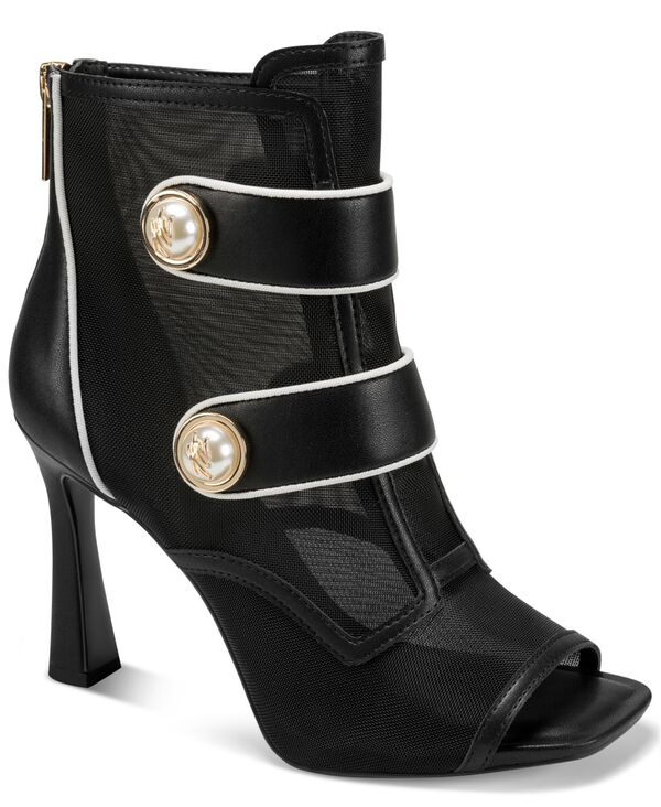 カール ラガーフェルド レディース シューズ ブーツ・レインブーツ KARLAGERFELD PARIS Women's Delainey Zipper Bootie Black/Bright White ホワイト