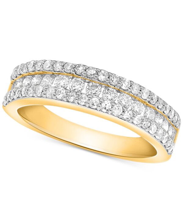 フォーエバー グロウン ダイヤモンズ レディース アクセサリー リング Forever Grown Diamonds Lab-Creatediamond Three-Row Band (3/4 ct.w.) in Sterling Silver or 14K Gold-Plated Sterlingold-Plated Sterling Silver ゴールド
