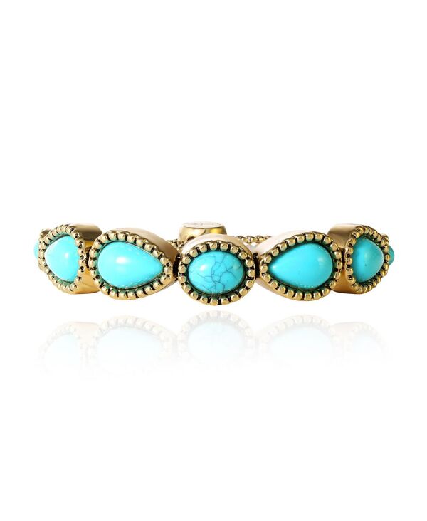 ジェシカシンプソン レディース アクセサリー ブレスレット・バングル・アンクレット Jessica Simpson Womens Turquoise Stone Slider Bracelet - Oxidized Gold-Tone or Silver-Tone Lariat Bracelet with Turquoise Accents Gold ゴールド