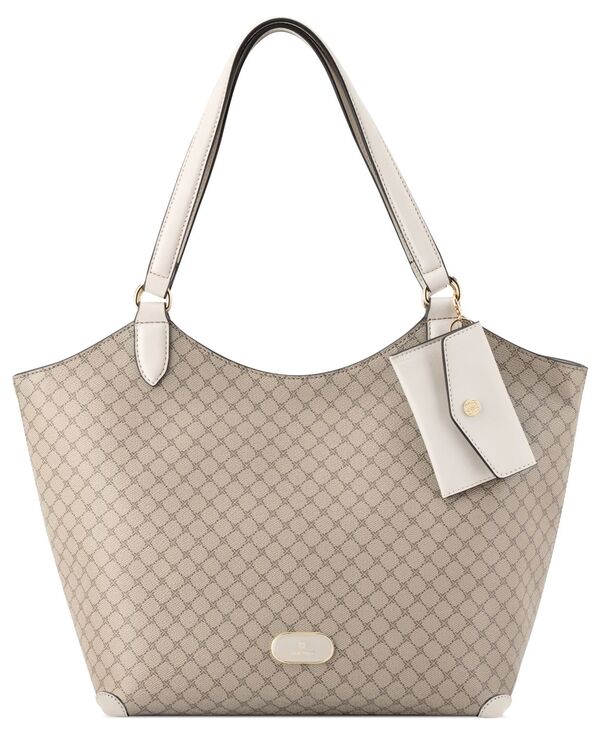 ナインウェスト レディース バッグ Nine West Joani Large Tote Bag Beige Logo Milk ベージュ