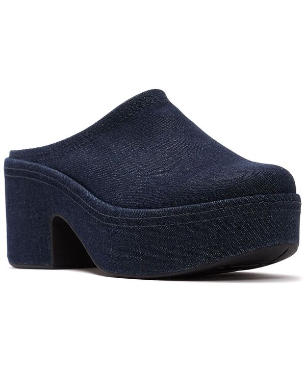 相応うフロップ レディース シューズ スリッポン・ローファー プラットホーム ジーンズ 踵 FitFlop Women\u0027s Platforms Denim Heeled Slip-On Mules Dark Denim ジーンズ ローファー-レディース靴
