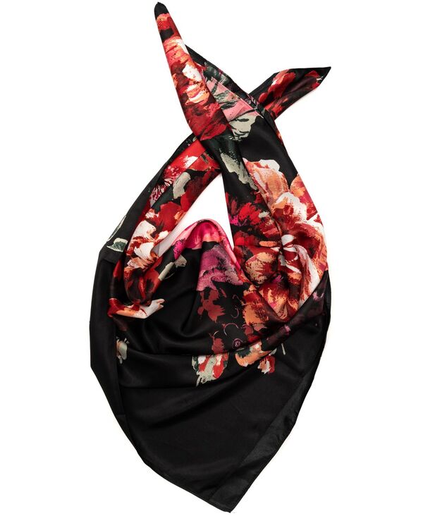 ヴィンスカムート レディース アクセサリー マフラー・ストール・スカーフラワー柄 フラワー Vince Camuto Moody Botanical Floral Square Scarf Black Red ブラック