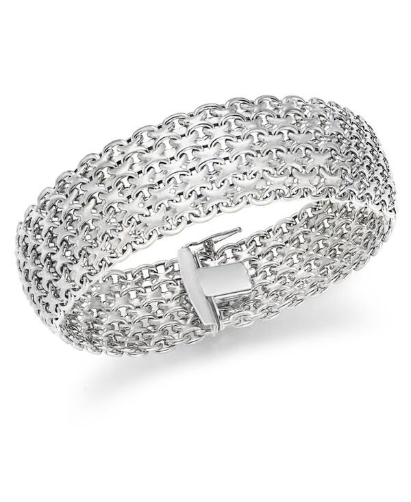 イタリアン ゴールド レディース アクセサリー ブレスレット・バングル・アンクレット メッシュ Italian Gold Wide Mesh Link & Chain Bracelet in 14k White Gold ホワイト
