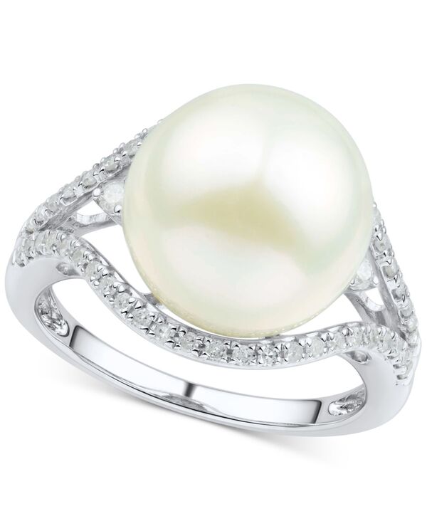 ホノラ レディース アクセサリー リング Honora Cultured White Ming Pearl (11-13mm) & Diamond (1/3 ct.w.) Ring in 14k White Gold ホワイト