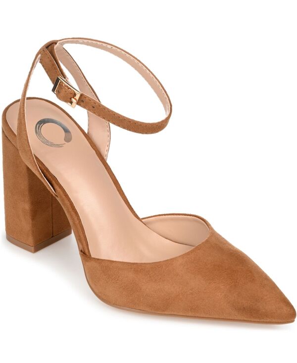 ジュルネ コレクション レディース シューズ パンプス アンクル ヒール Journee Collection Women's Tyyrankle Strap Block Heel Pumps Cognac