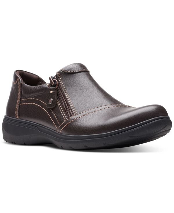 クラークス レディース シューズ パンプス Clarks Women's Carleigh Ray Round-Toe Side-Zip Shoes Dark Brown Leather ブラウン