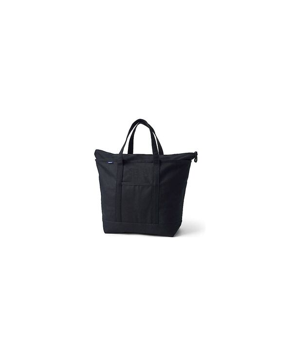 ランズエンド レディース バッグ Lands' End Extra Large Solid Color 5 Pocket Zip Top Canvas Tote Bag Black/black ブラック