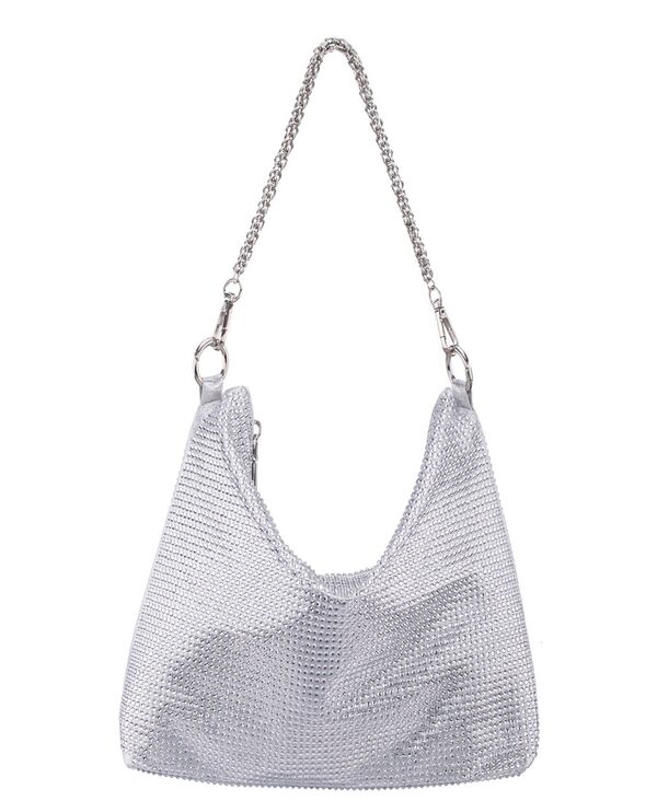 ニナ レディース バッグ Nina Crystal Embellished Zipper Hobo Bag Silver シルバー