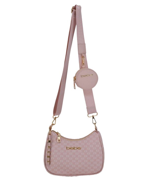 ベベ レディース バッグ Bebe Women's Adela Monogram Small Crossbody Bag Powder Pink ピンク|ReVida 店