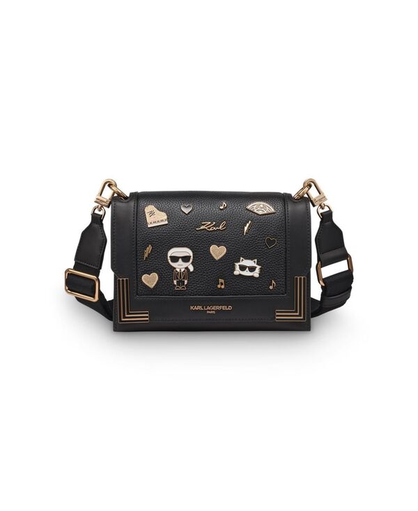 カール ラガーフェルド レディース バッグ KARLAGERFELD PARIS Camille Small Crossbody Bag Black/gold ブラック｜ReVida 店