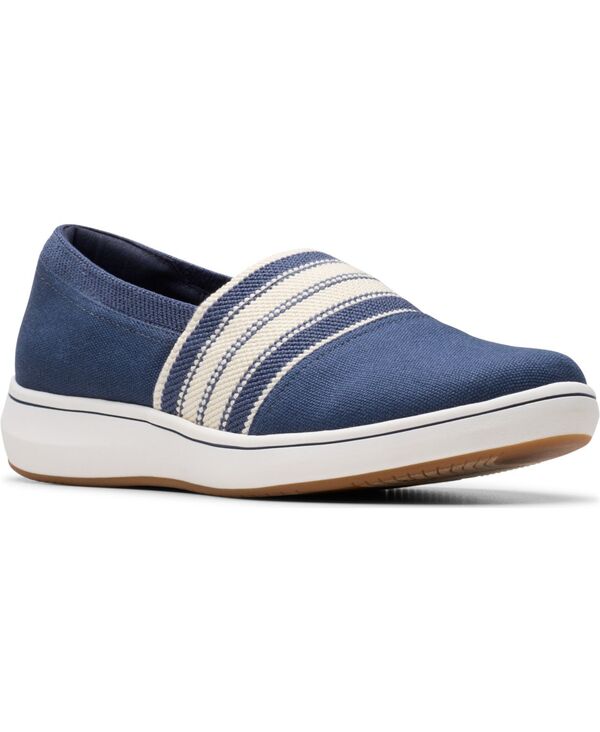 クラークス レディース シューズ パンプス Clarks Cloudsteppers Women's Breeze Sky Mist Slip-On Shoes Navy Textile ネイビー