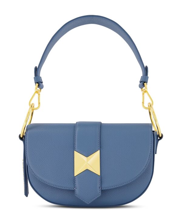 マックダガル レディース バッグ レザー Mac Duggal Gold Plated Hardware Grain Leather Saddle Bag Twilight ゴールド|ReVida 店
