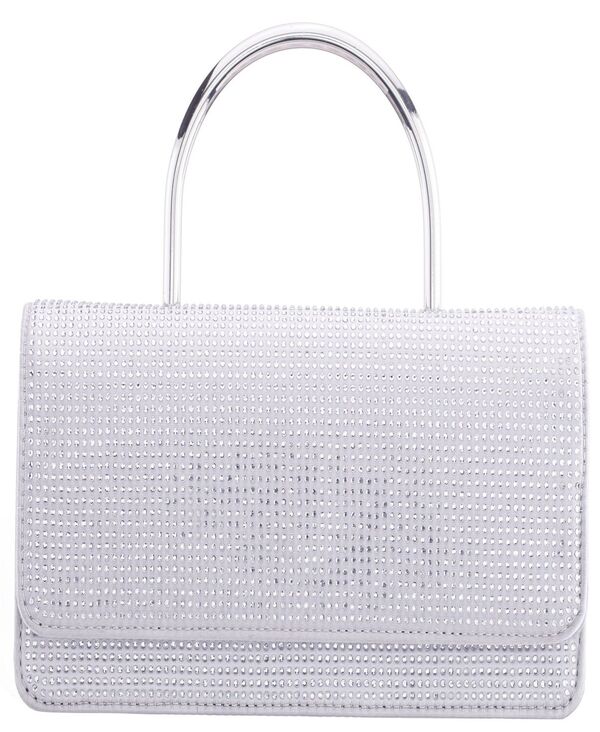 ニナ レディース バッグ Nina Elongated Crystal Magnetic Snap Satchel Bag Silver シルバー|ReVida 店