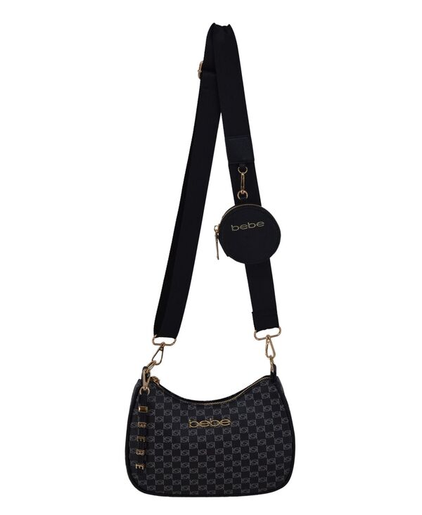 ベベ レディース バッグ Bebe Women's Adela Monogram Small Crossbody Bag Black ブラック｜ReVida 店