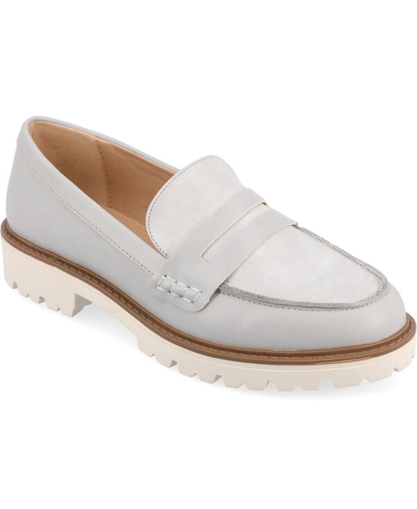ジュルネ コレクション レディース シューズ パンプス ローファー Journee Collection Women's Kenly Slip On Loafer Gray Croco グレー