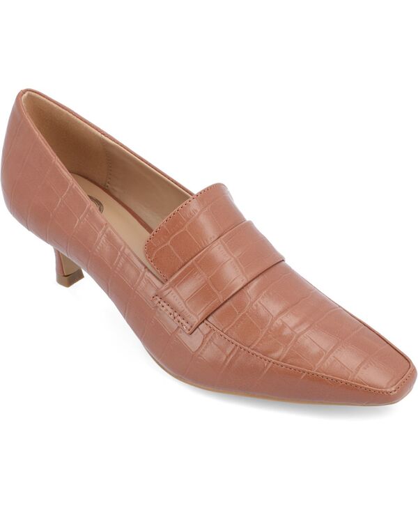 ジュルネ コレクション レディース シューズ スリッポン・ローファー ヒール Journee Collection Women's Celina Kitten Heeloafer Square Toe Pumps Brown ブラウン