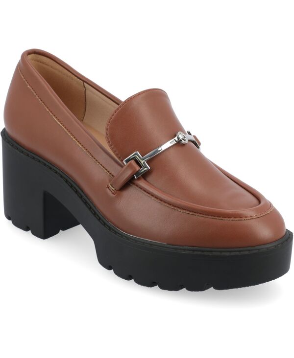 ジュルネ 寄せ合わせ レディース シューズ スリッポン・ローファー プラットホーム Journee Collection Women\u0027s Kezziah Platform Lug Loafer Brown 赤銅色