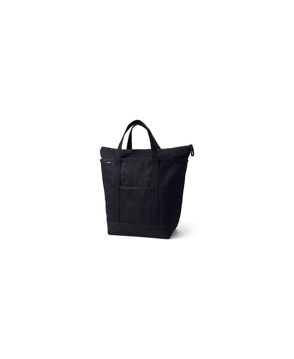 ランズエンド レディース バッグ Lands' End School Uniform Large Solid Color 5 Pocket Zip Top Canvas Tote Bag Black/black ブラック|ReVida 店