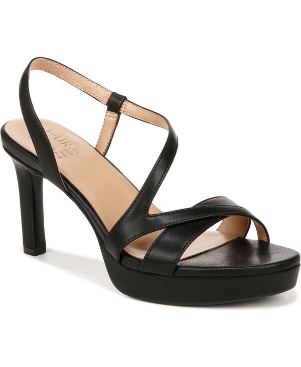 ナチュライザー レディース シューズ サンダル プラットフォーム Naturalizer Women's Abby Open Square Toe Platform Dressandals Black Faux Leather ブラック
