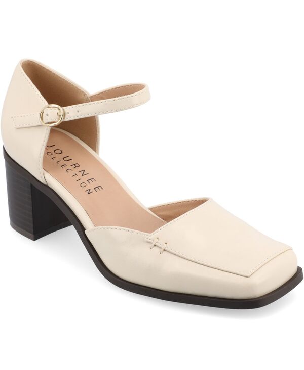 ジュルネ コレクション レディース シューズ パンプス ヒール Journee Collection Women's Evangeline Block Heel Square Toe Pumps Beige ベージュ