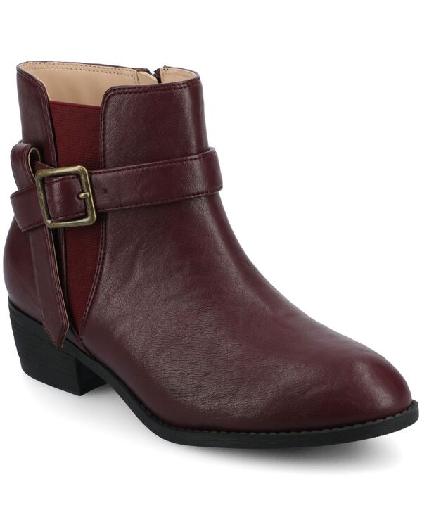 ジュルネ コレクション レディース シューズ ブーツ・レインブーツ アンクル ヒール Journee Collection Women's Devina Block Heel Ankle Booties Oxblood オックスブラッド画像