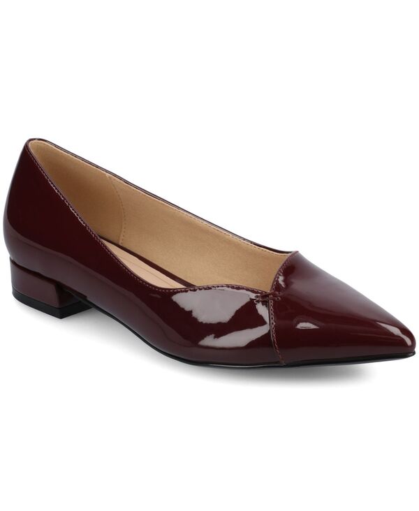 ジュルネ コレクション レディース シューズ スリッポン・ローファー Journee Collection Women's Carmin Slip On Pointed Toe Dress Flats Patent Oxblood オックスブラッド画像