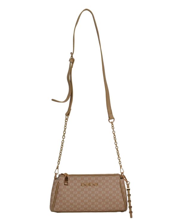 ベベ レディース バッグ Bebe Women's Adela Monogram Baguette Crossbody Bag Beige ベージュ