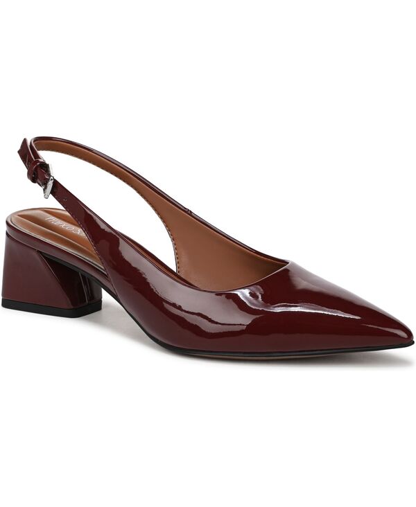 フランコサルト レディース シューズ パンプス ヒール Franco Sarto Women's Racer Pointed Toe Block Heel Slingback Pumps Oxblood Red Faux Patent レッド画像